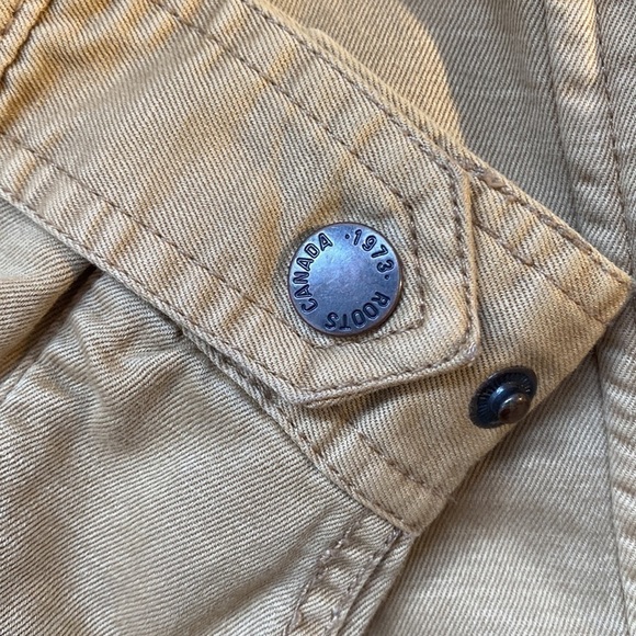 ROOTS distressed cargo khaki military utility cotton linen jacket size S - Picture 12 of 13